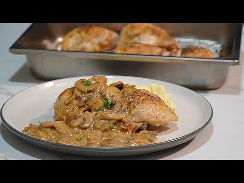 EASY CRISPY Chicken Thighs with Caramelised ONION and MUSHROOM Sauce