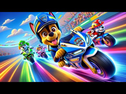 Paw Patrol Ultimate Rescue |CHASE x MARSHALL Are On A Colorful Motor Race! Funny Story | Rainbow 3