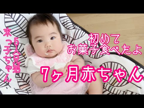 【生後7ヶ月】初めてお菓子食べたよ!!