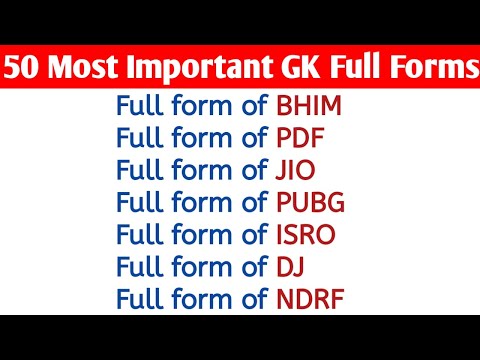 50 Most Important GK Full Forms | Full form General Knowledge | Full Form GK For Students & Kids