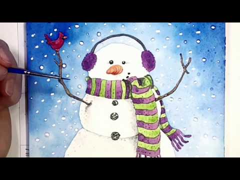 Snowman Watercolor Painting