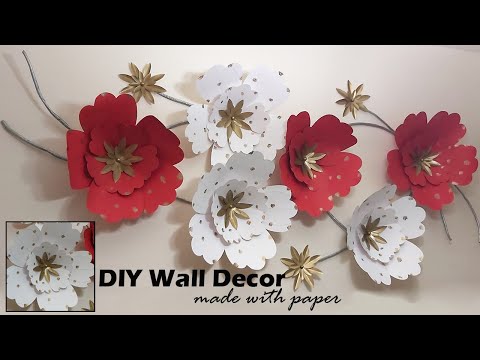 DIY Flower Wall decor made with papers l l Beautiful Living room decor ideas