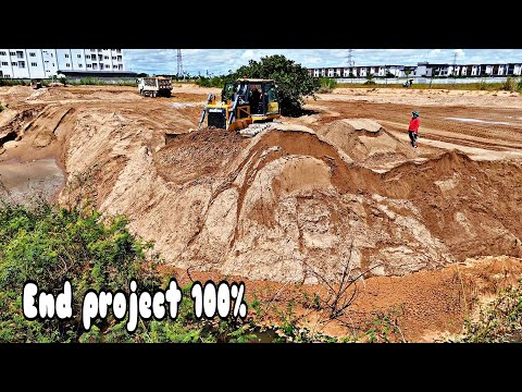 Amazing! Project End Process, Dozer  Wheel loaderPushing Sand, Dump Truck Unloading Sand