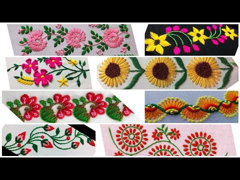 Fantastic Hand Embroidery border design // border line embroidery for kurti, saree,shawl