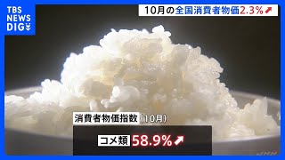 【速報】10月の消費者物価指数2.3%上昇…新米の高騰続きコメ類は6割近く上昇｜TBS NEWS DIG