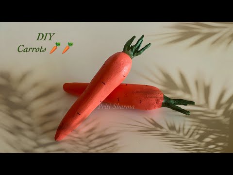 DIY How to make carrots 🥕 wall putty craft @PritiSharma