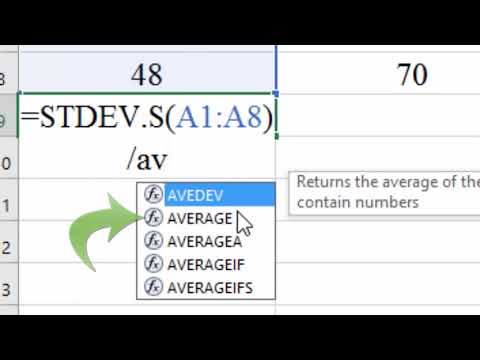 Usage of the sample CV function in Excel