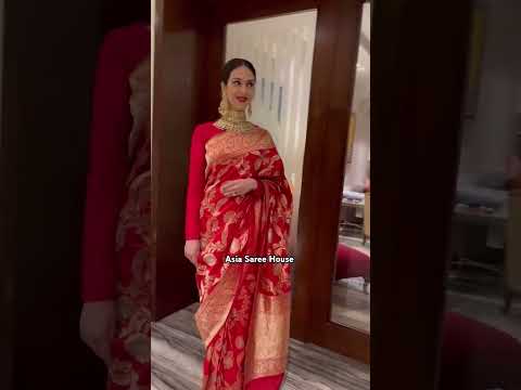 #Banarsi Katan #Red Saree || Beautiful Banarsi #Saree