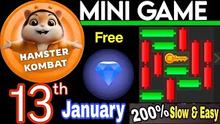 13 January 💎🔑🐹 Puzzle Trick: P2E Hamster Kombat key MiniGame Solved, slow step by step! 🎮