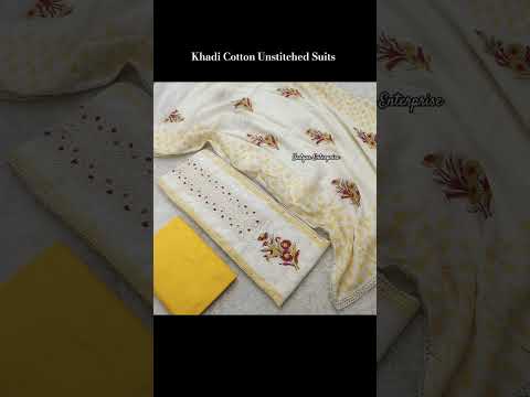 Pure Khadi Cotton with Chiffli/Chikankari Unstitched Suits with Cotton Kota-Doria Dupatta #shorts