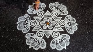 Panguni madham special lotus padi kolam | 5*3 easy star kolam | Pandaga muggulu | Rangoli kolangal