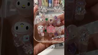 ASMR applying mymelody nails#nails #tutorial #trending #asmrtiktoks #nail #nailsart #handmade #fyp