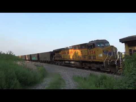 Union Pacific trains meet westbound and eastbound near Woodbine, Iowa