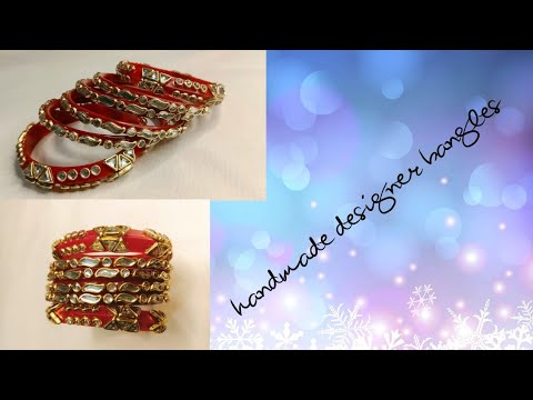 how to make designer kundan bangles at home || shahida's art || #bangles