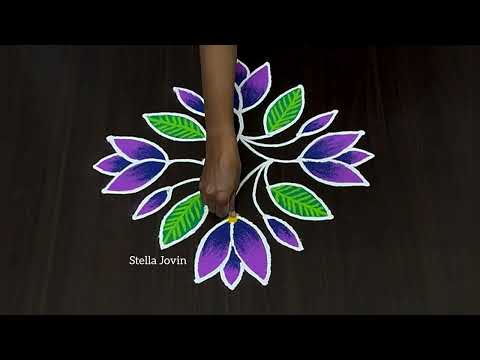 9 - 3 - 3 dots | New Easy 2025 Margazhi Flower Rangoli | Margazhi Flower kolam @RangolibyStellaJovin