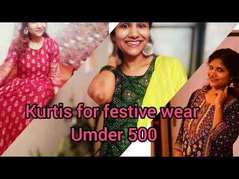 kurtis for festive wear under 500| Flipkart myntra ajio meesho haul| must have kurtis for festival