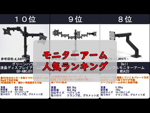 2024年【デスク周りを綺麗に】モニターアーム 人気ランキングTOP10