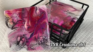 Modified Bloom swipe coasters and Colourarte pigments. #fluidart #bloomtechnique #howtovideos