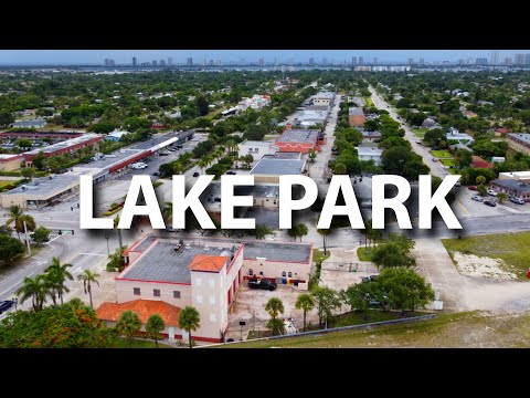 4k Aerial | Town of Lake Park, FL. Park Avenue.