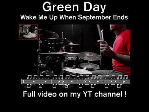 Green Day - Wake Me Up When September Ends - Drum cover (with scrolling drum score)