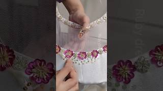 Party wear✨long dress cutting & stitching/Hand work/ neck embroider/long dress #new #viral #dress