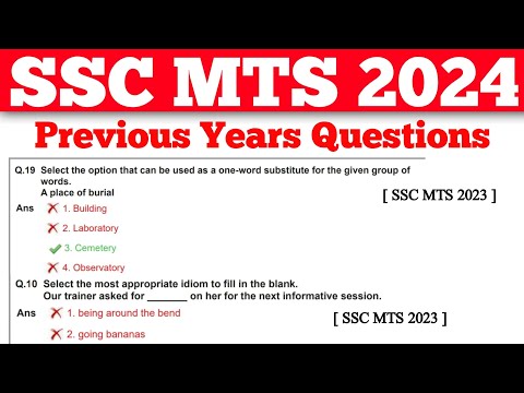 SSC MTS 2024 | Previous Year Questions | SSC MTS 2024 Important Questions | SSC MTS