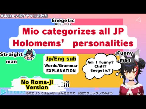 【Learn Japanese with Hololive clip】Mio categorizes all JP Holomems' personalities 【No Roma-ji ver】