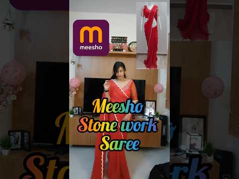 Day 9 Navratri Series💖✨Stone Work Saree#meesho #shorts #dhotistyle #draping #saree #yt #navratri