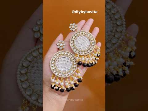 Trending Kundan Earrings✨🖤 #shorts #diycrafts #viralvideo #trending