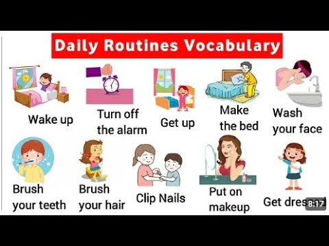 Vocabulary:  Daily Routine vocabulary with sentence सुबह में उठने से रात में सोने तक