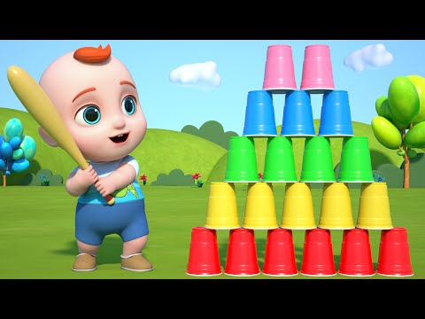 Leo Pretend Play Stacking Game with Giant Cup Wall | Leo Nursery Rhymes + More Kids Songs