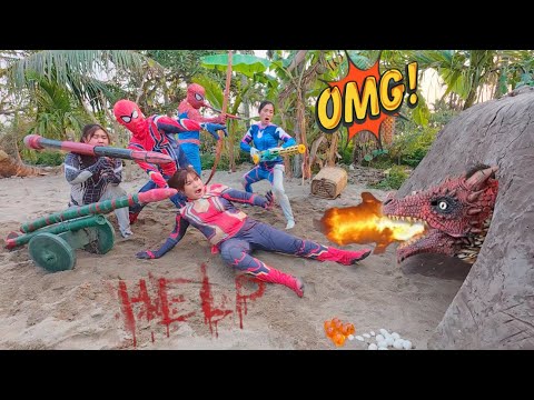 crazy, the brave spider-man team confront ferocious fire dragon to save spider-girl