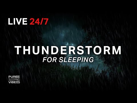 🔴 Thunderstorm Sounds for Sleeping - Dimmed Screen | Strong Rain and Thunder - Deep Sleep Sounds