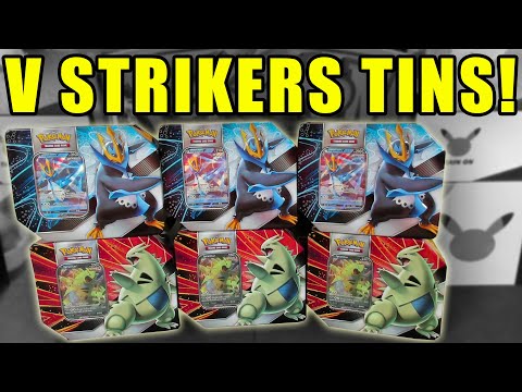 Opening V Strikers Tins of Pokemon Cards!