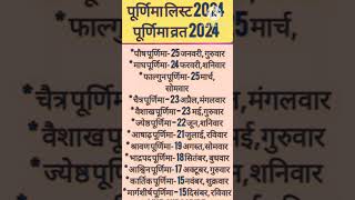 2024 में पूर्णिमा कब कब है|2024 पूर्णिमा सूची|2024 purnima list|purnima vrat list 2024 all date