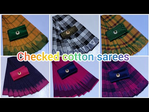 Chettinad 💯 Pure checked Cotton Sarees  🔥 what'sapp-8072957889 #mksfashion #indianclothes