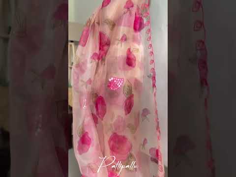 Patlipallu Women's Floral Digital Printed With Gotta Patti Work Organza Saree