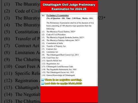 Chhattisgarh Civil Judge Preliminary Examination Syllabus for 2024