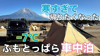 【車中泊•キャンプ】50代母と社会人息子の二人キャンプ/寒すぎた夜/マイナス7度【ふもとっぱらキャンプ場】