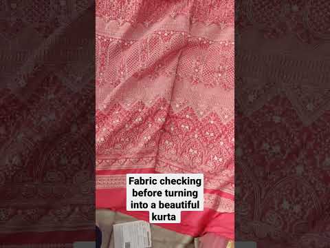 fabric checking before getting ready into a beautiful kurta... red color.. embroidery.. #kurta