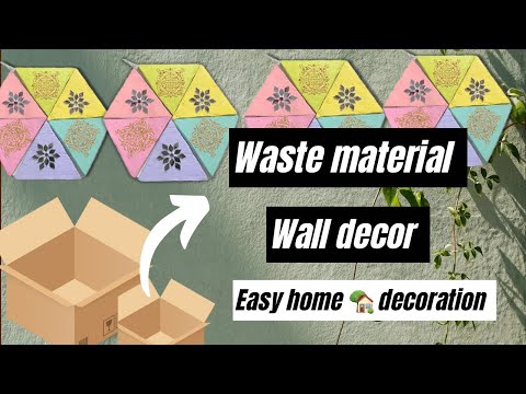 Wall Decor from waste material | cardboard box idea| Easy Home decoration​​⁠@Craftbucket.by.Shaanki