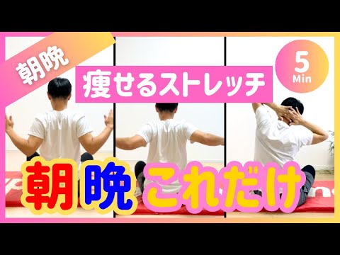 【朝晩5分】座ってできる!簡単な痩せるストレッチ🔥【30秒×9種】