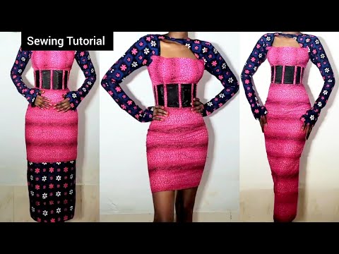 How To Cut and Sew A Trendy 3 in 1 Detachable Dress| Reversible Corset Dress