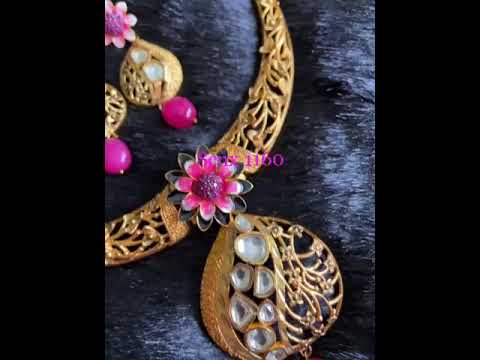 Necklace jewellery in brass and real kundan at 2999/ whatsapp 9855178987