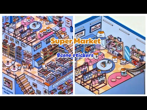 Make a 3D Super Market with Scene Stickers at home ASMR💝  #sticker