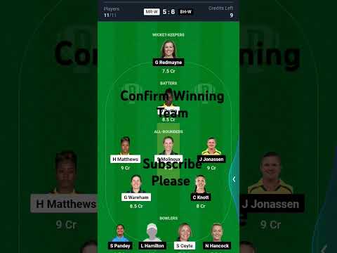 MR W vs BH W Dream11 Team, MR W vs BH W Dream11 Prediction, MR W vs BH W WBBL Final Dream11 Team