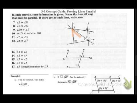 geometry: 3-3 concept guide: proving lines parallel