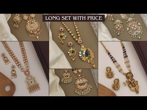 Long Set Gold Design with Price - Traditional Gold Long Necklace Designs - Gold Long Necklace Set