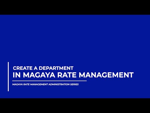 Create a Department in Magaya Rate Management