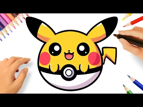 HOW TO DRAW A CUTE PIKACHU POKEBALL EASY AND SIMPLE STEP BY STEP⚡❤️